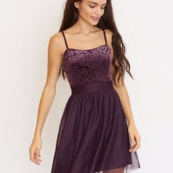 Garage Burnout Velvet & Tulle Mini Dress in Eggplant - Picture 10 of 10